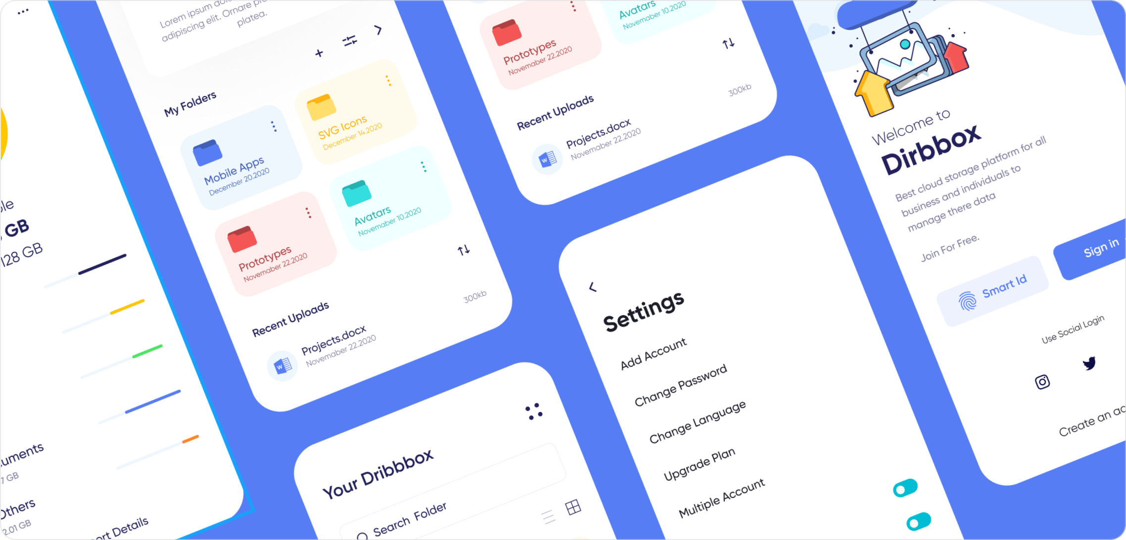 Dribbox Free Cloud Storage App Design